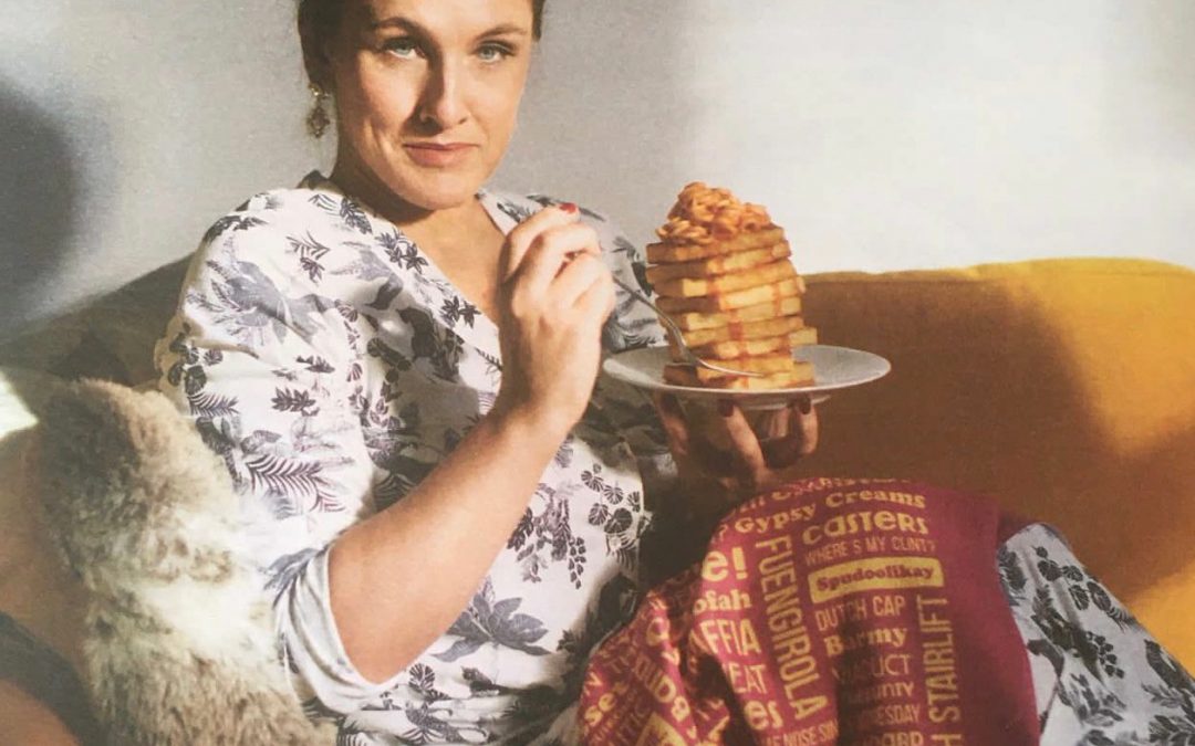 Grace Dent and the Looking For Me Friend tea towel